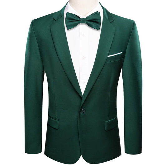 Sapphire Pine Green Notched Collar Silk Suit Tuxedo Jacket tuxedo S (38)   - Sophisticated Gentlemen