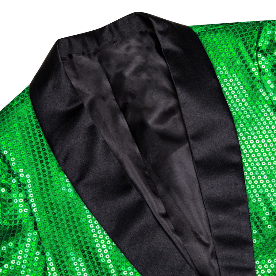 Emerald Green Solid Shawl Collar Glitter Men's Suit Tuxedo Jacket tuxedo - Sophisticated Gentlemen