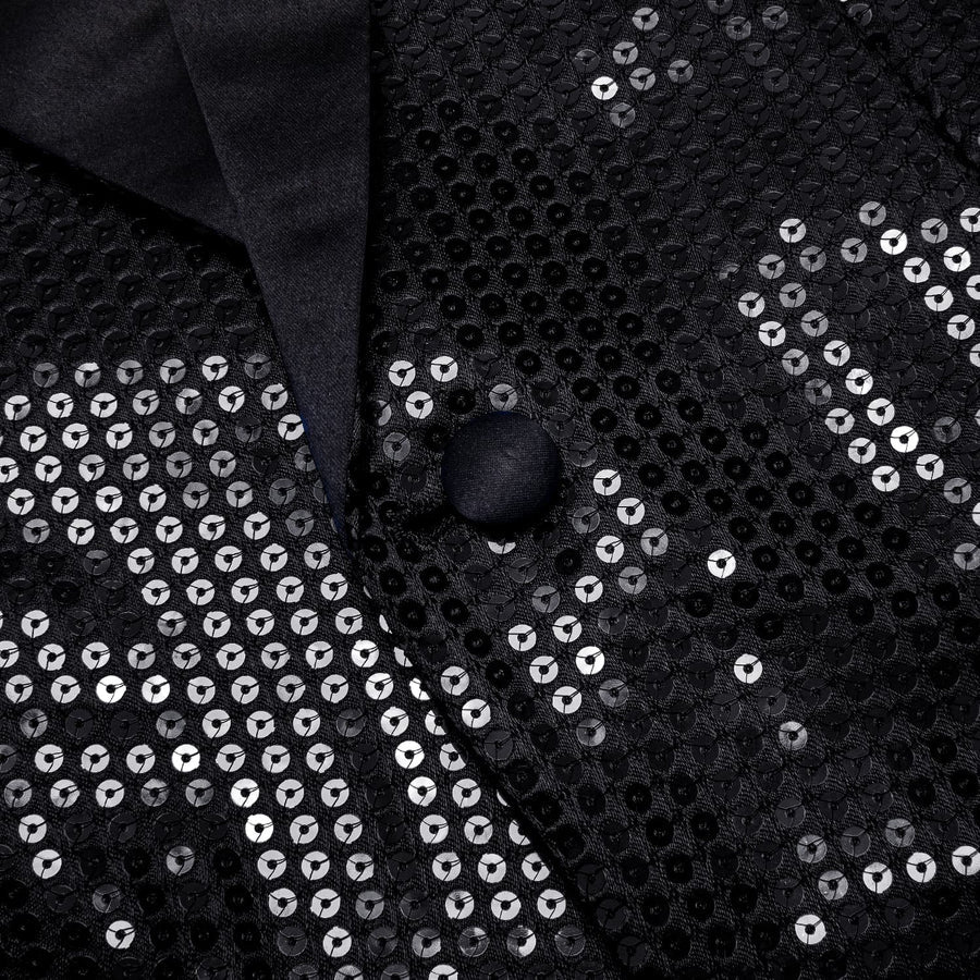 Classic Black Solid Shawl Collar Glitter Men's Suit Tuxedo Jacket tuxedo - Sophisticated Gentlemen