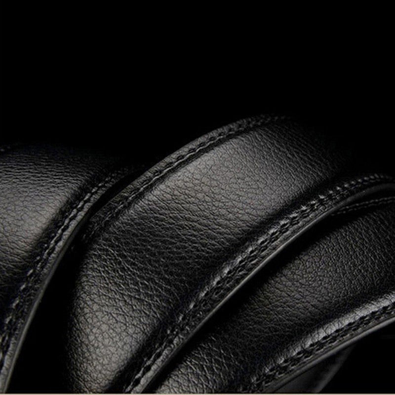 Matte Gunmetal and Gold Buckle Leather Belt Belt - Sophisticated Gentlemen