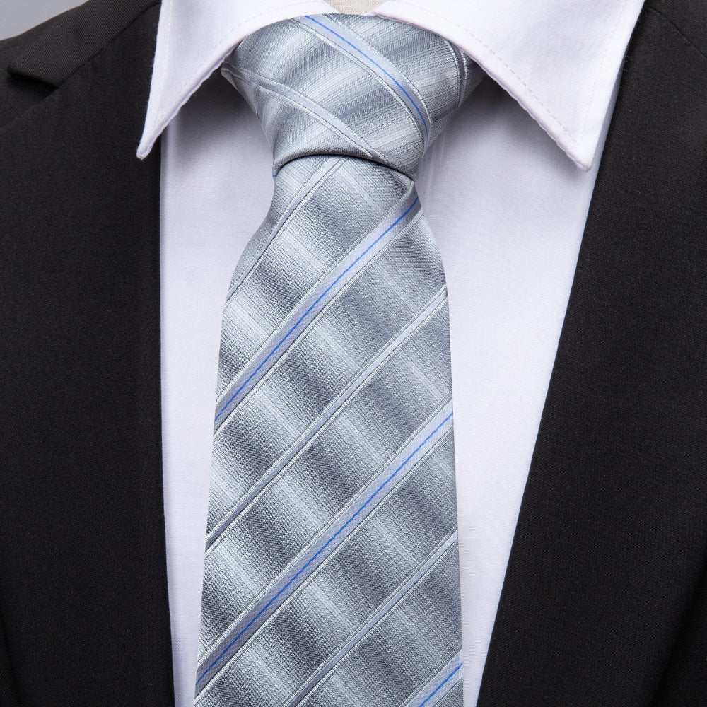Gray Clouds Striped Tie Set - SOPHGENT