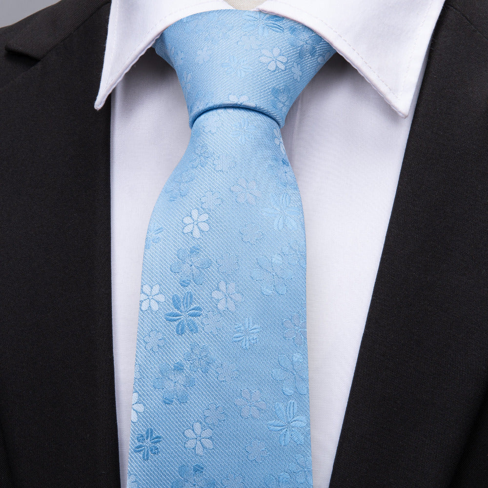 Baby Blue Floral Tie Set - SOPHGENT