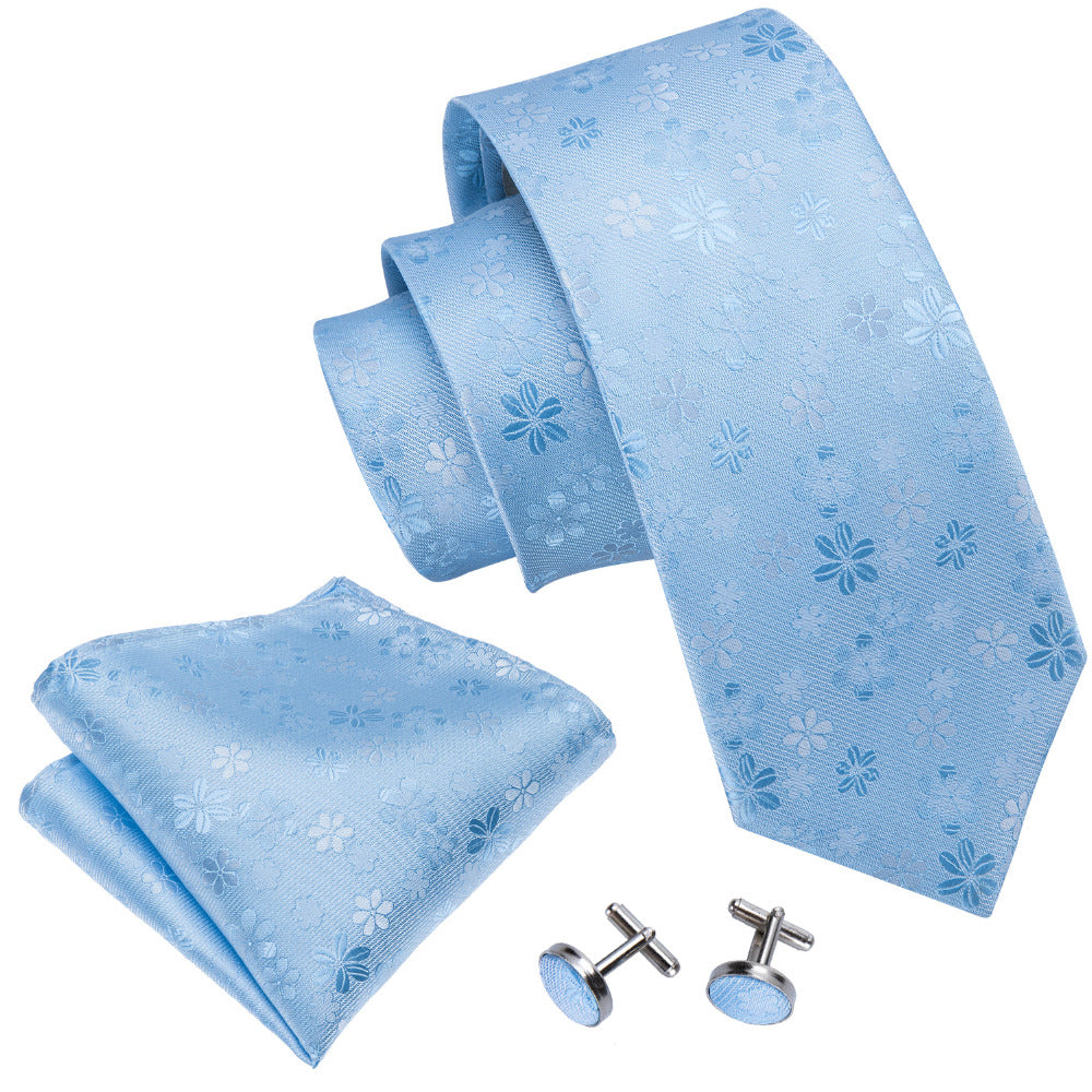 Baby Blue Floral Tie Set tie sets - Sophisticated Gentlemen