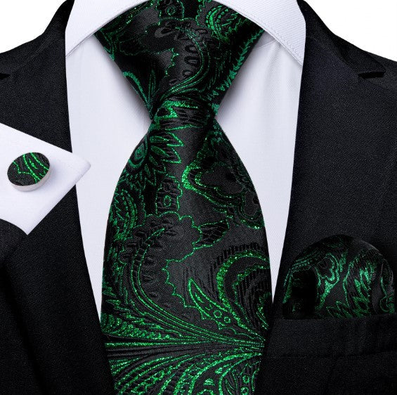 Green Valley Tie, Pocket Square and Cufflinks - SOPHGENT