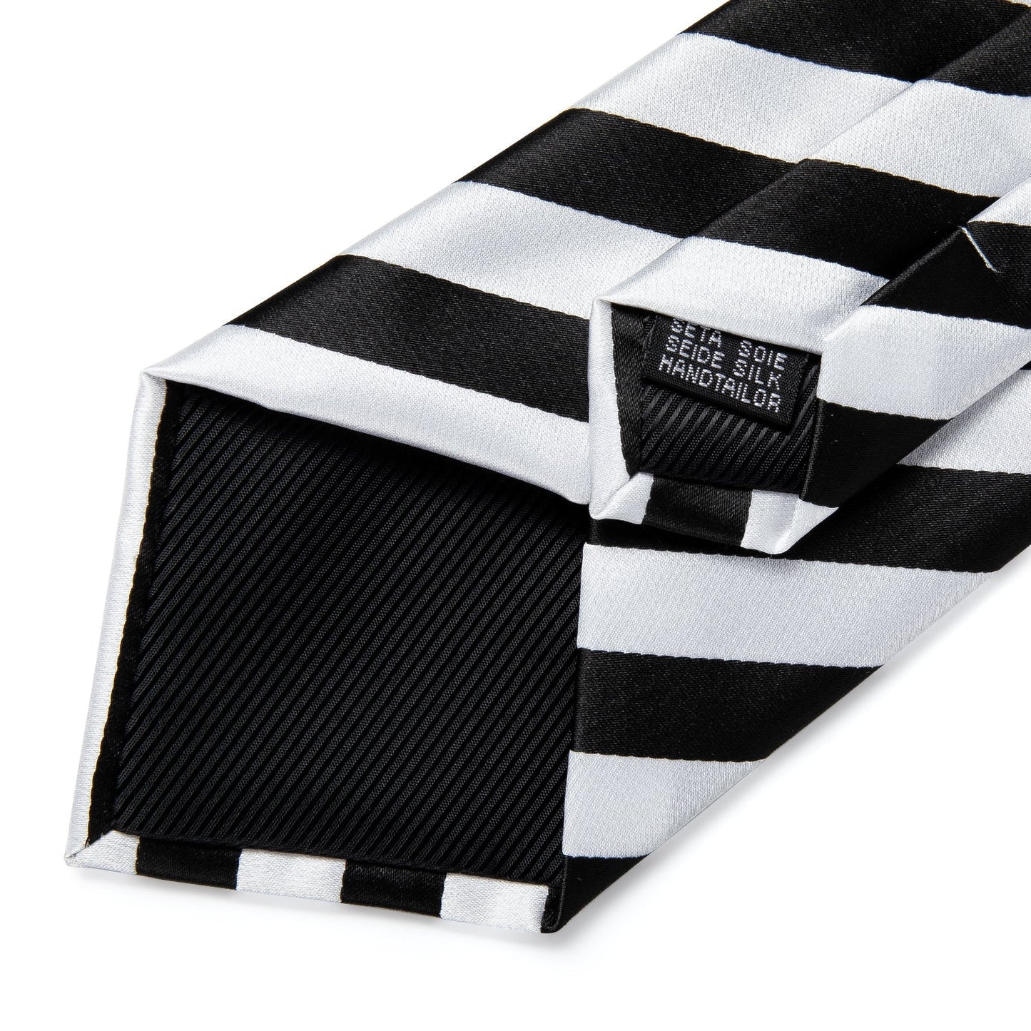 Black and White Striped Tie Set - SOPHGENT