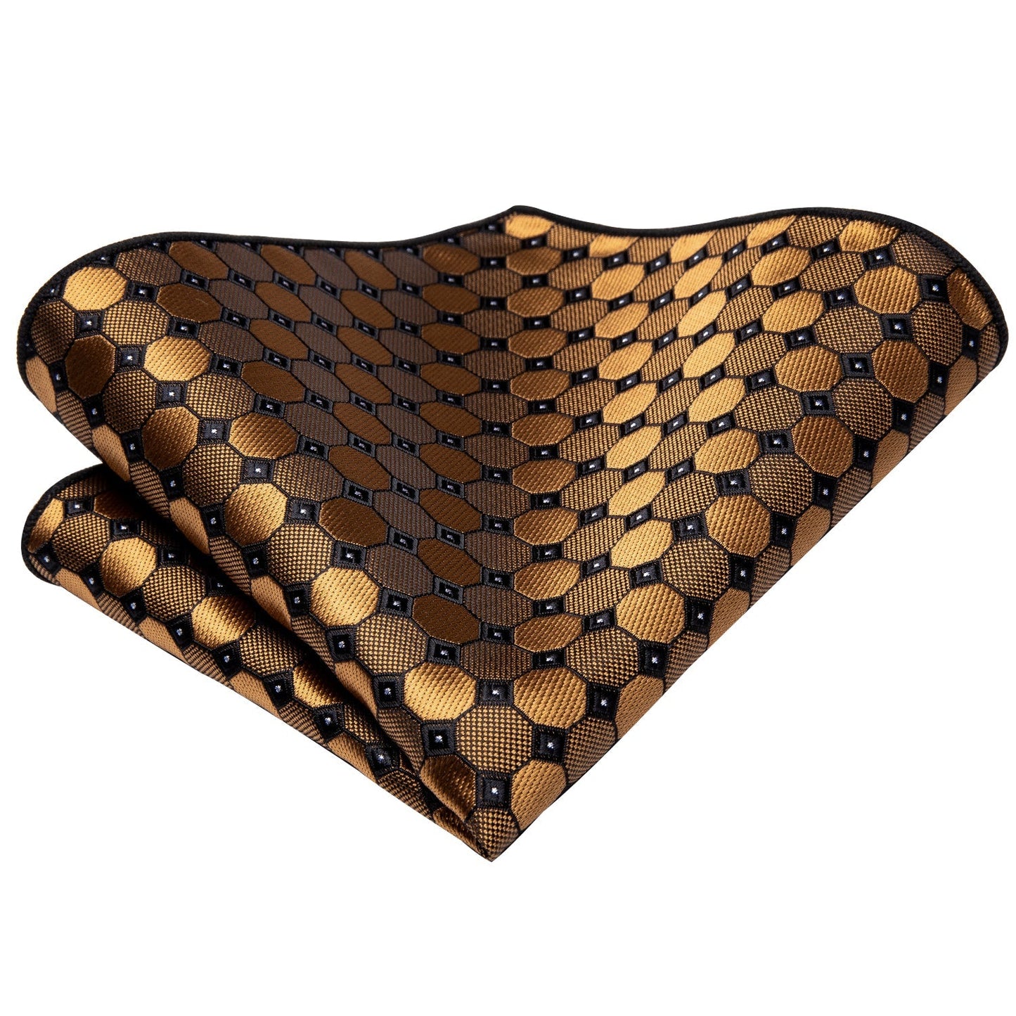 Golden Plaid Silk Tie, Pocket Square and Cufflinks - SOPHGENT