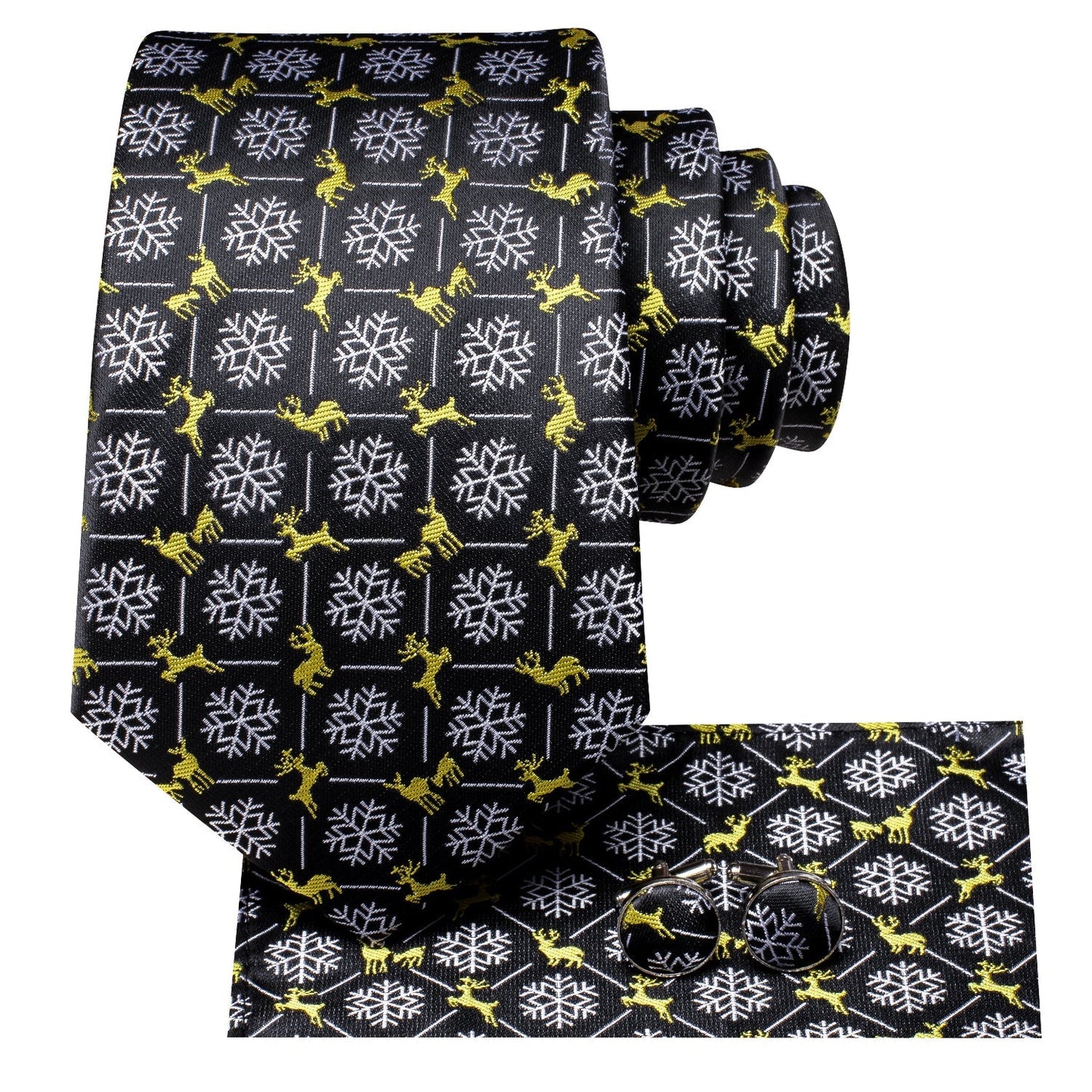 Snowflakes and Deers Christmas Tie Set tie sets - Sophisticated Gentlemen