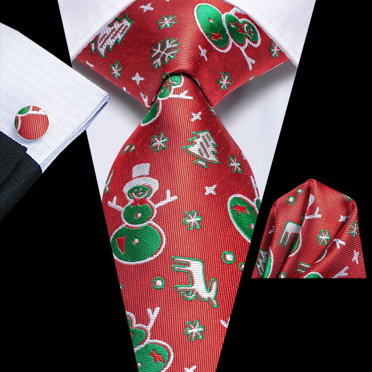 Red and Green Christmas Pattern Tie Set tie sets Standard packaging - Sophisticated Gentlemen