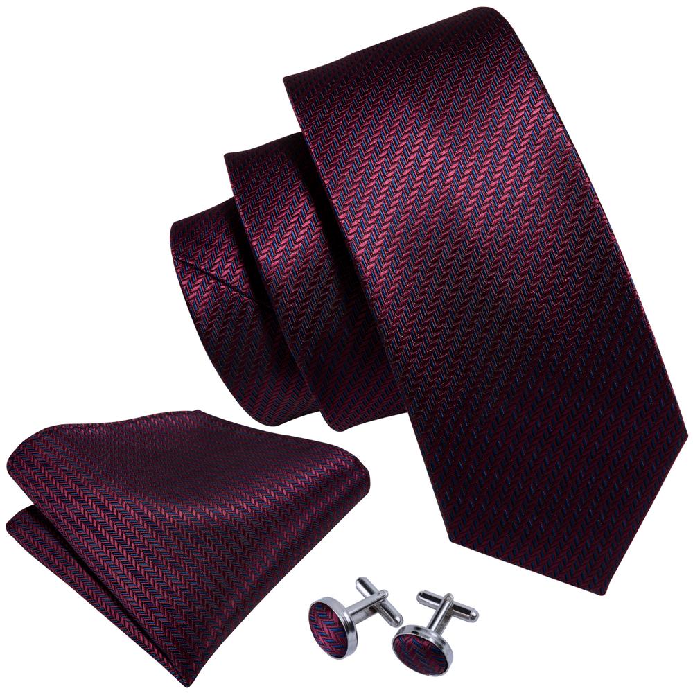 Dark Red Striped Tie Set tie set - Sophisticated Gentlemen