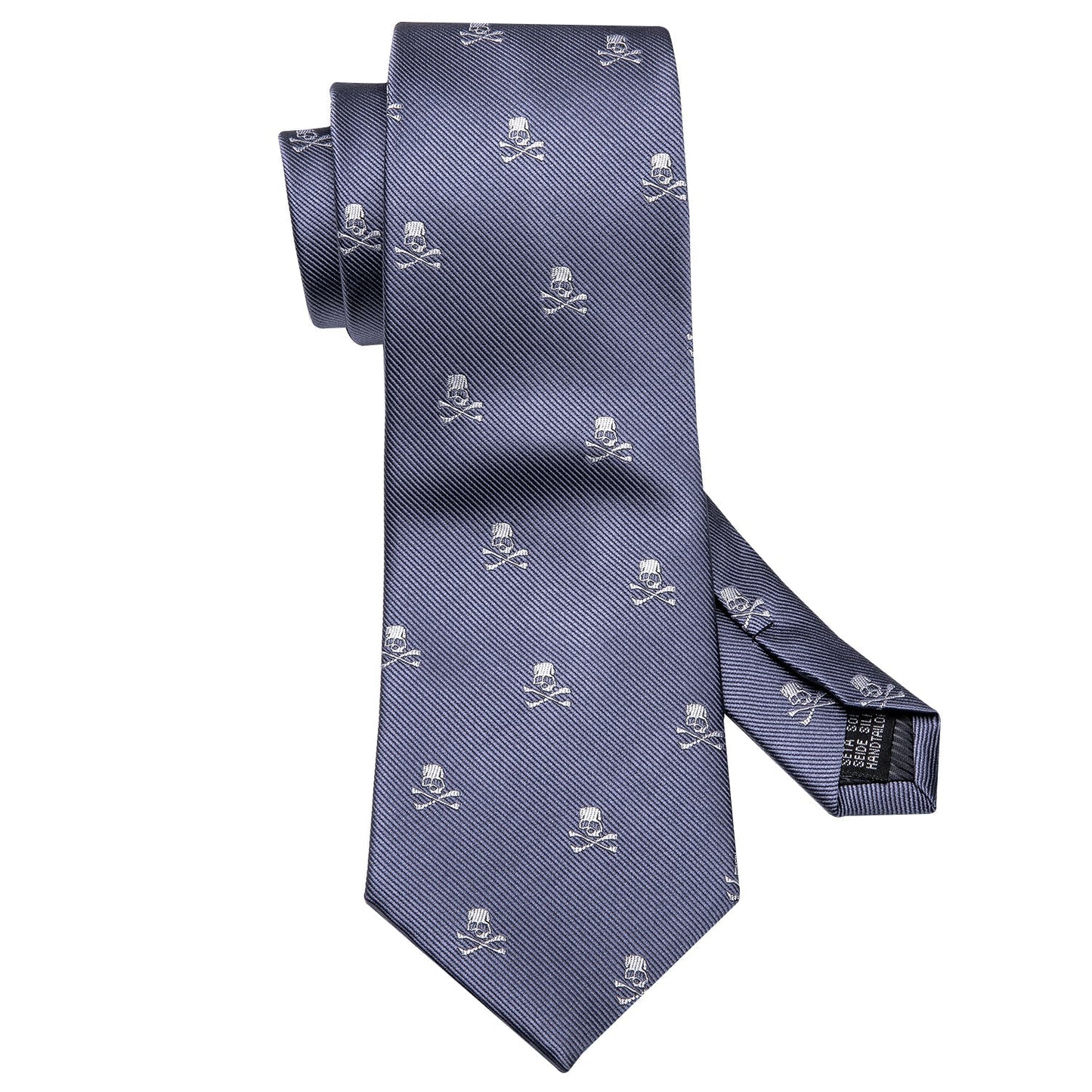 Skulls Premium Tie Set In Silver tie sets    - Sophisticated Gentlemen