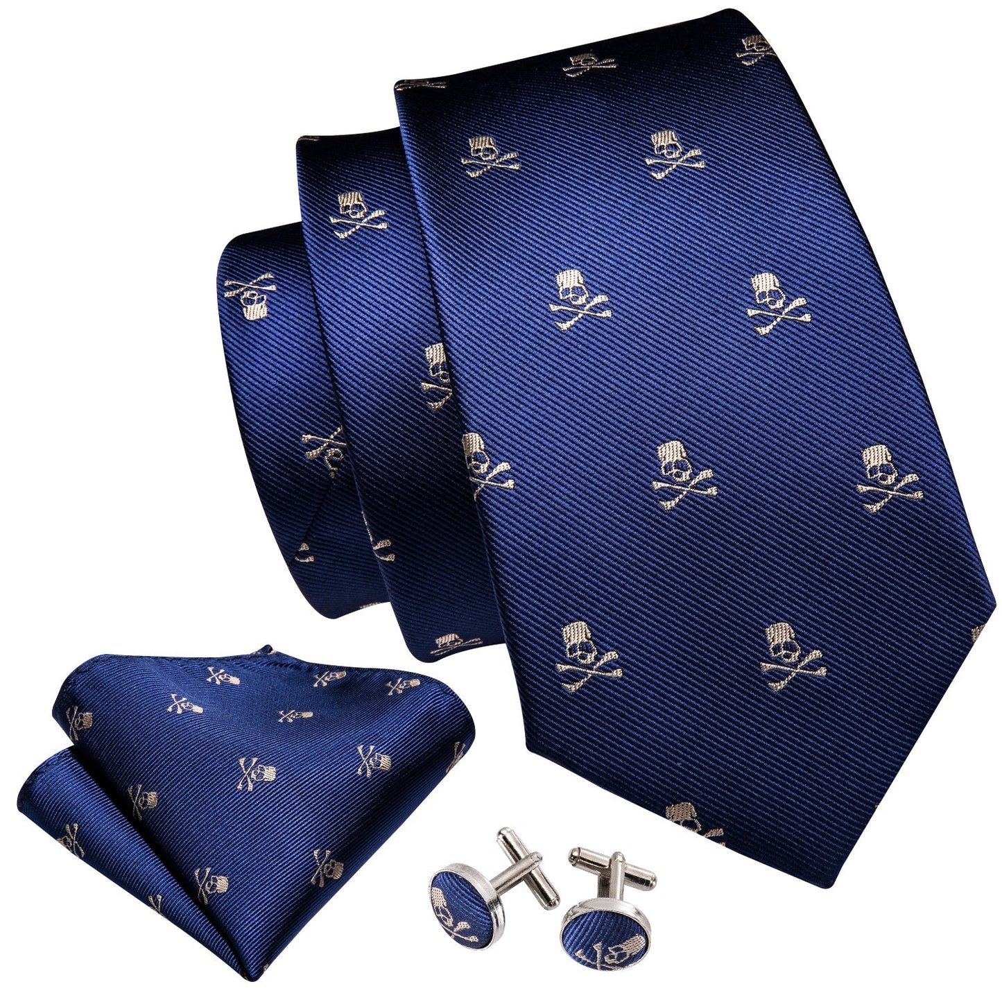 Skulls Premium Tie Set In Blue tie sets - Sophisticated Gentlemen