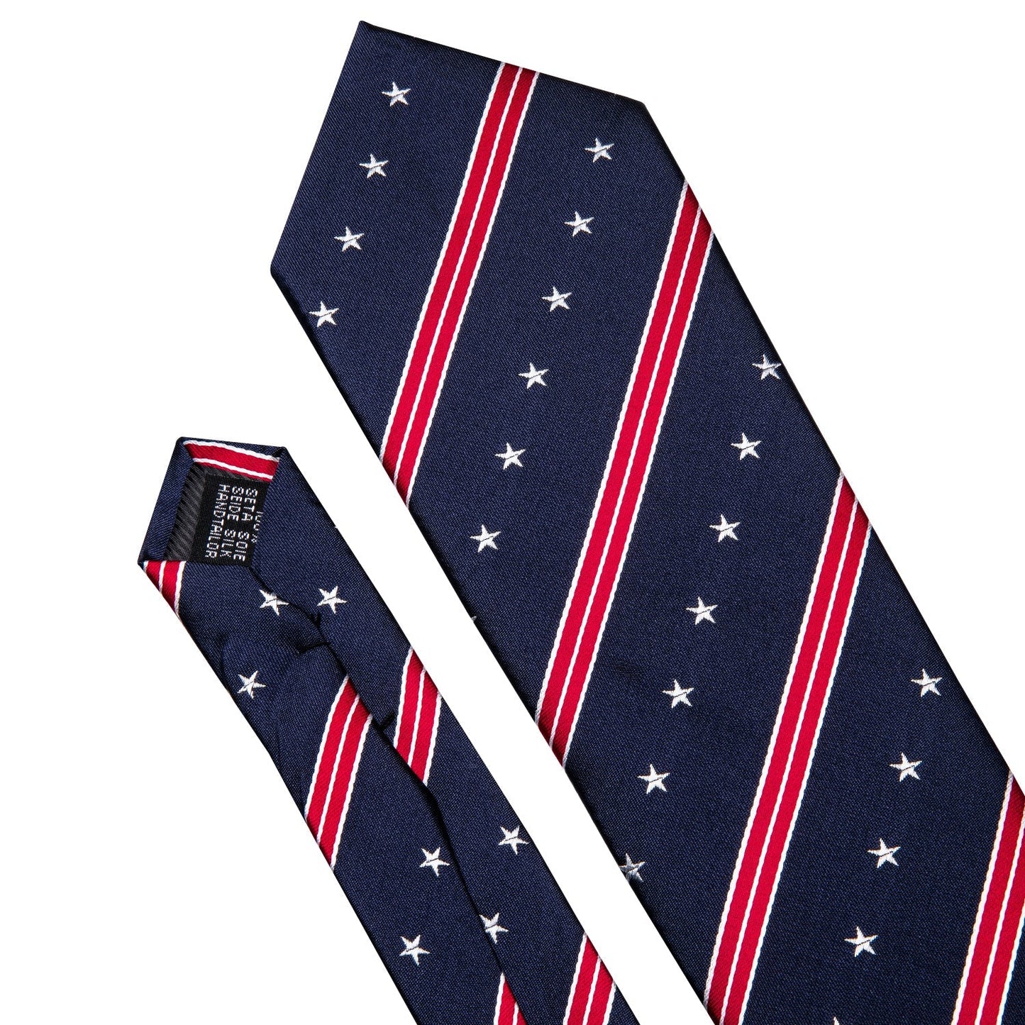 Navy Blue Striped Stars Tie Set - SOPHGENT