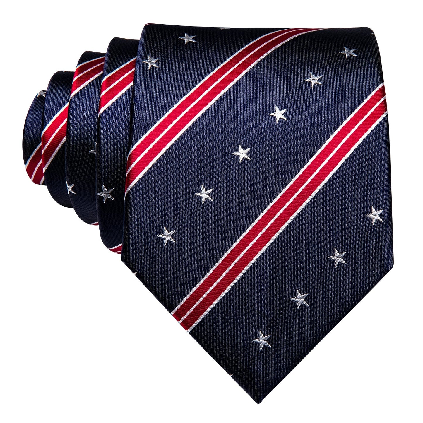 Navy Blue Striped Stars Tie Set - SOPHGENT