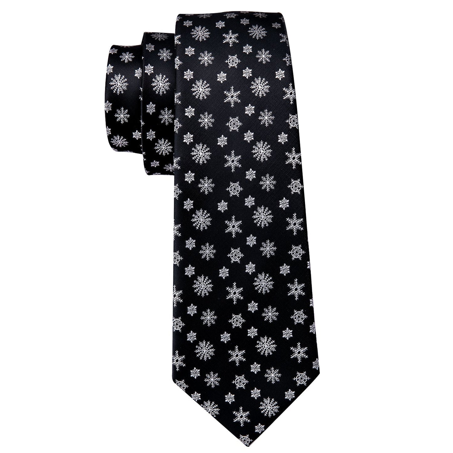 Snowflakes On Black Tie Set tie sets - Sophisticated Gentlemen