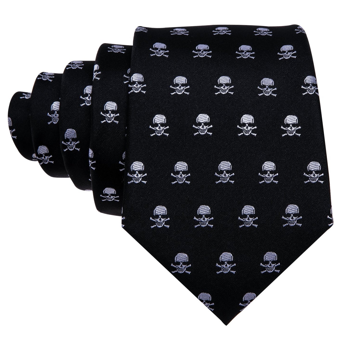 Black and Skulls Silk Tie Set - SOPHGENT