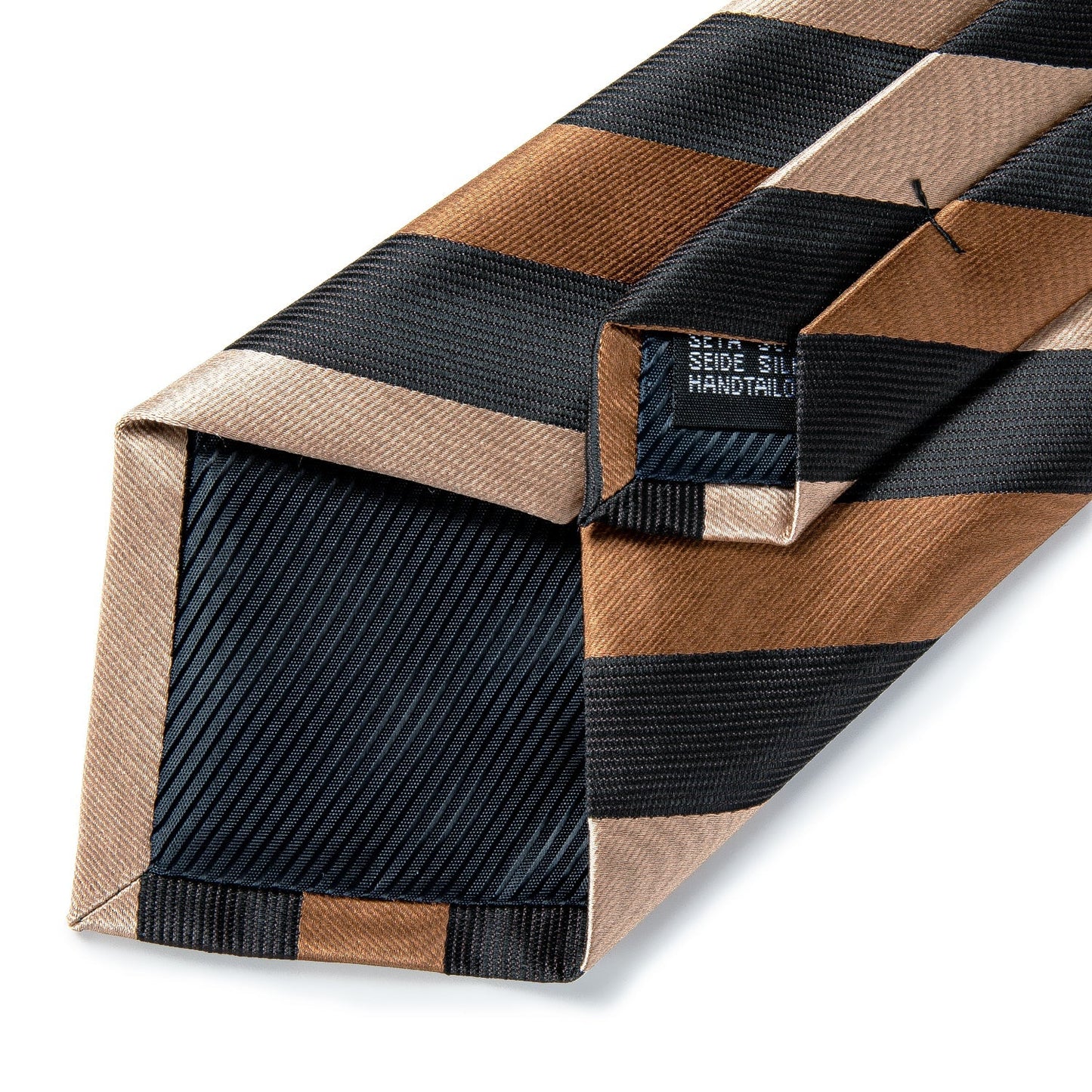 Silver, Brown and Black Striped Tie Set - SOPHGENT