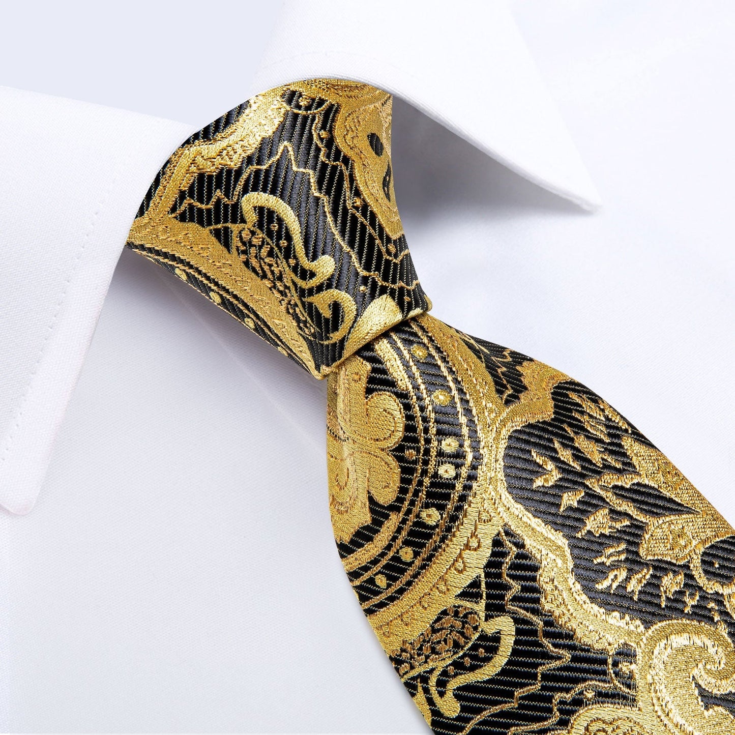 Golden and Black Paisley Tie Set - SOPHGENT