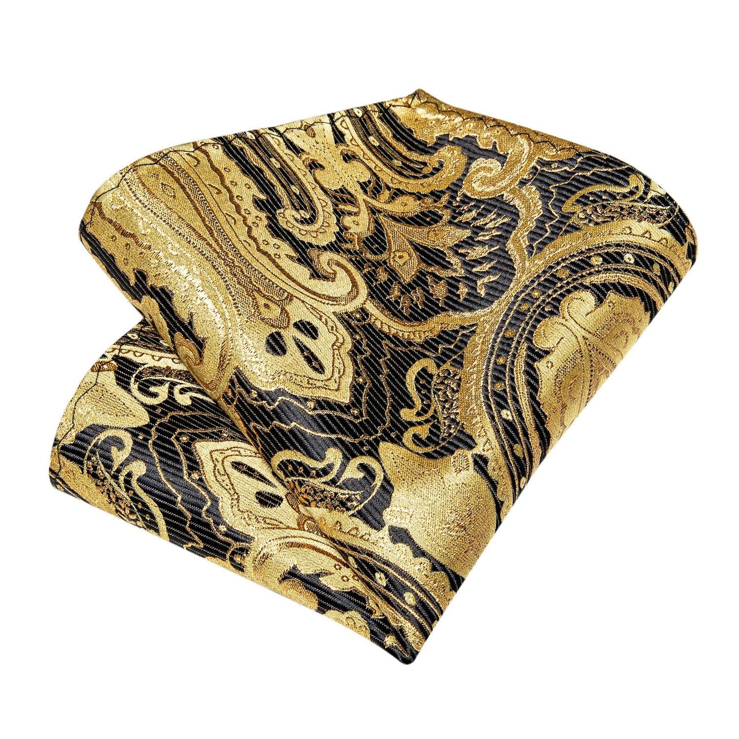 Golden and Black Paisley Tie Set - SOPHGENT