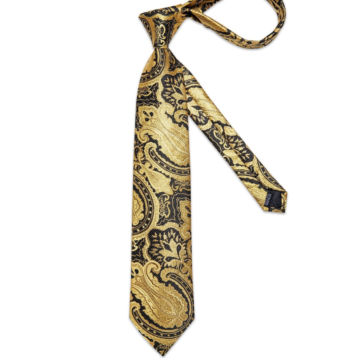 Golden and Black Paisley Tie Set - SOPHGENT
