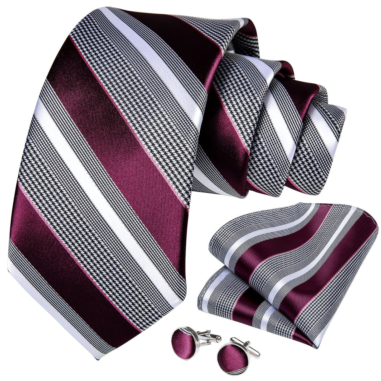 Red Stripes Silk Tie Set - SOPHGENT