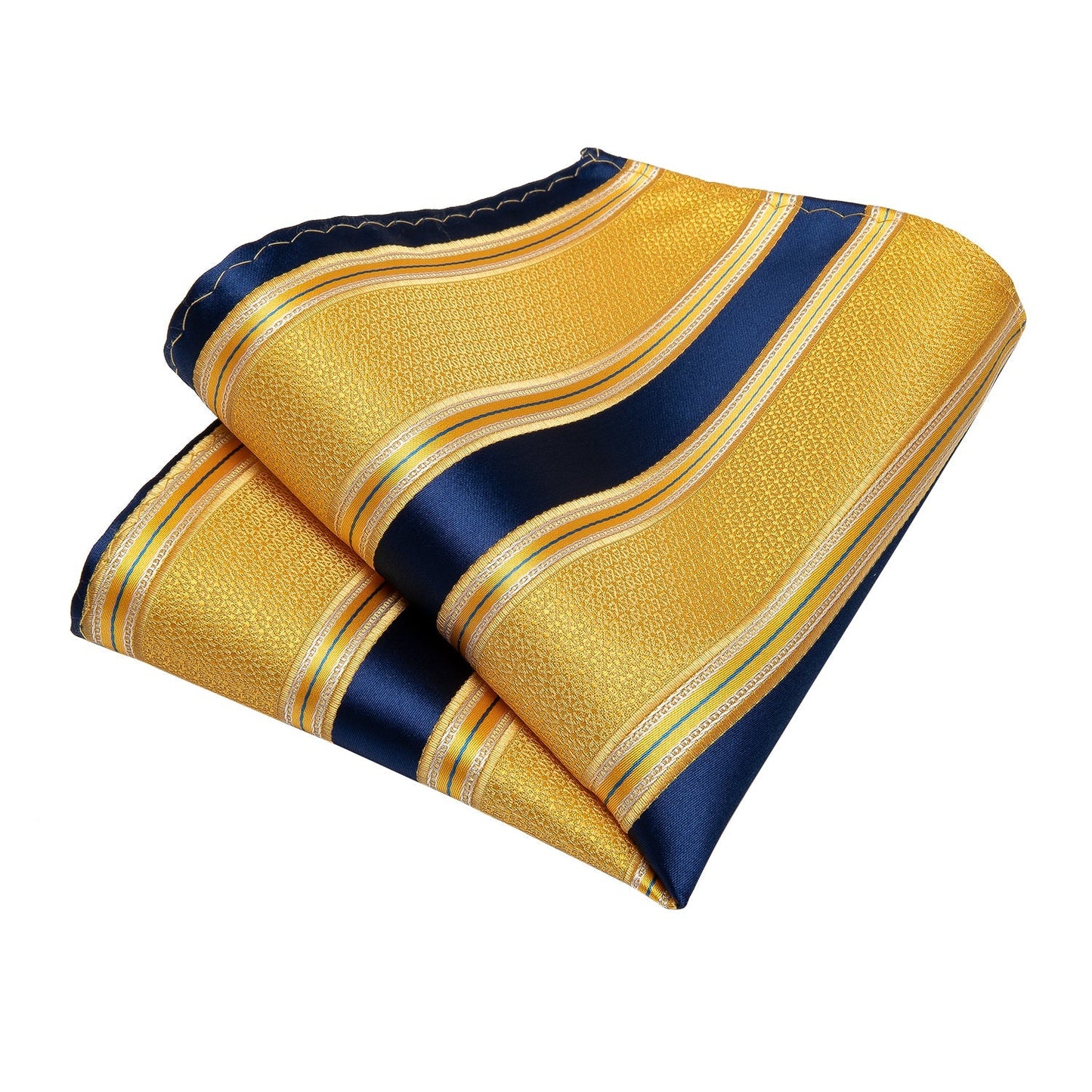 Yellow and Blue Striped Silk Tie Set - SOPHGENT