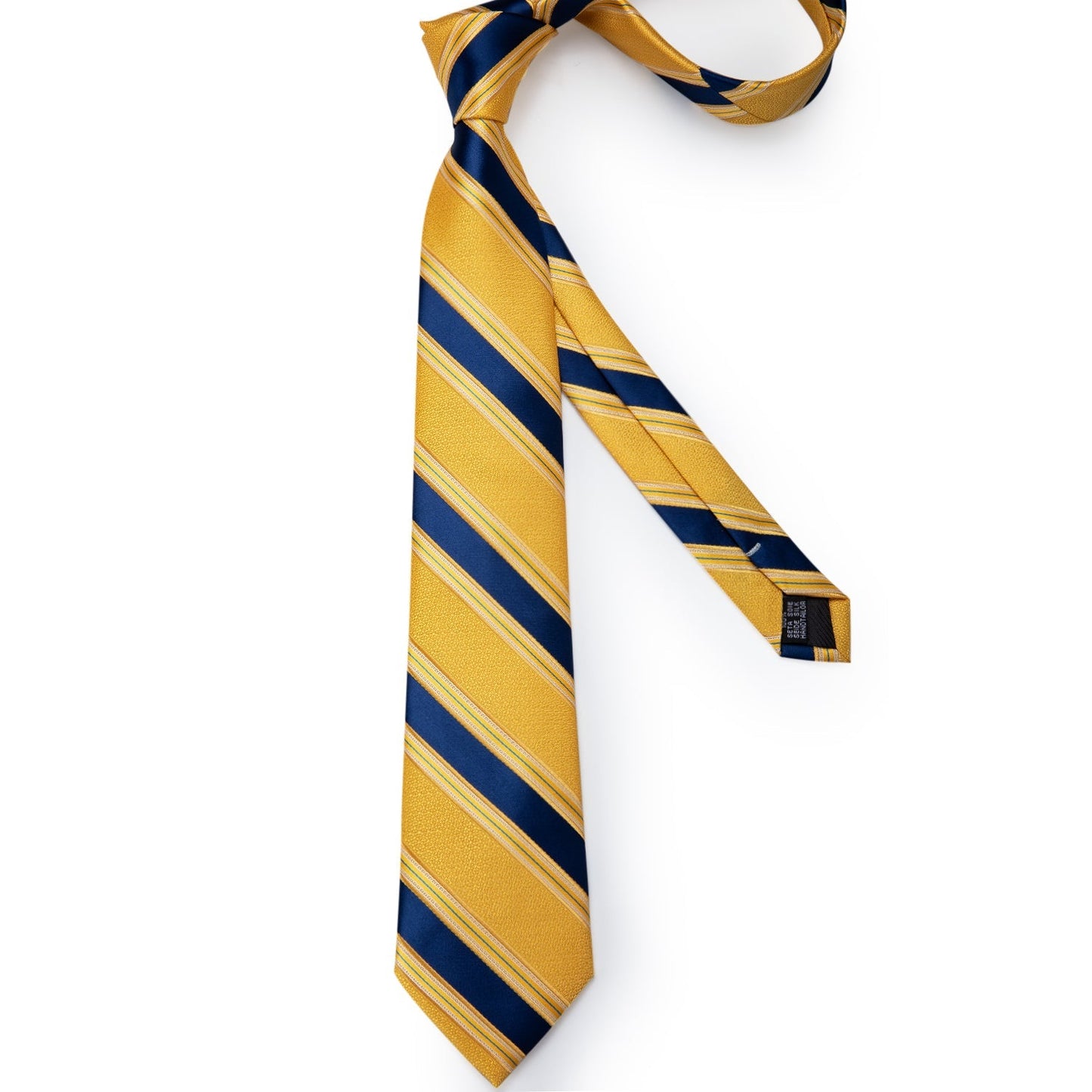 Yellow and Blue Striped Silk Tie Set - SOPHGENT