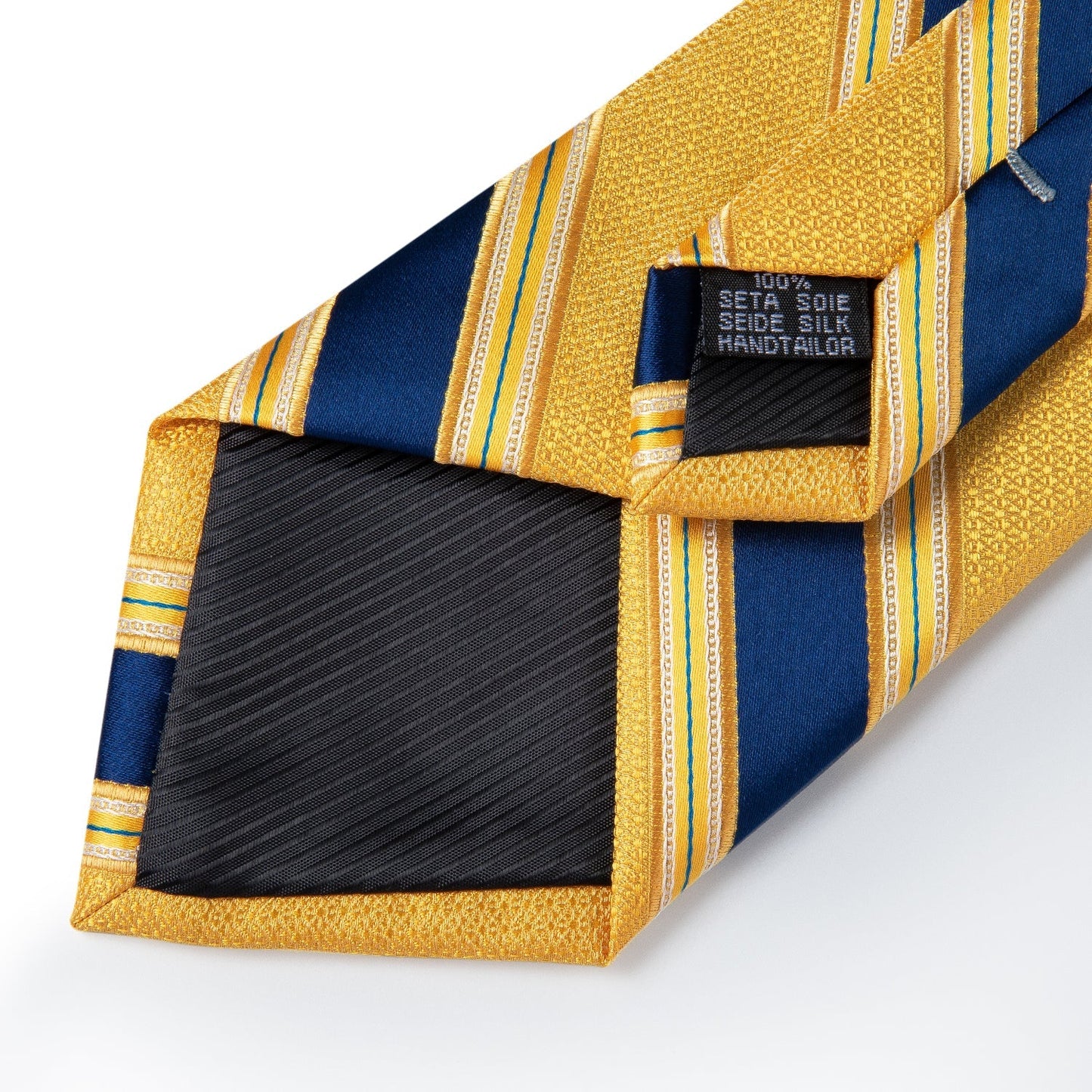 Yellow and Blue Striped Silk Tie Set - SOPHGENT