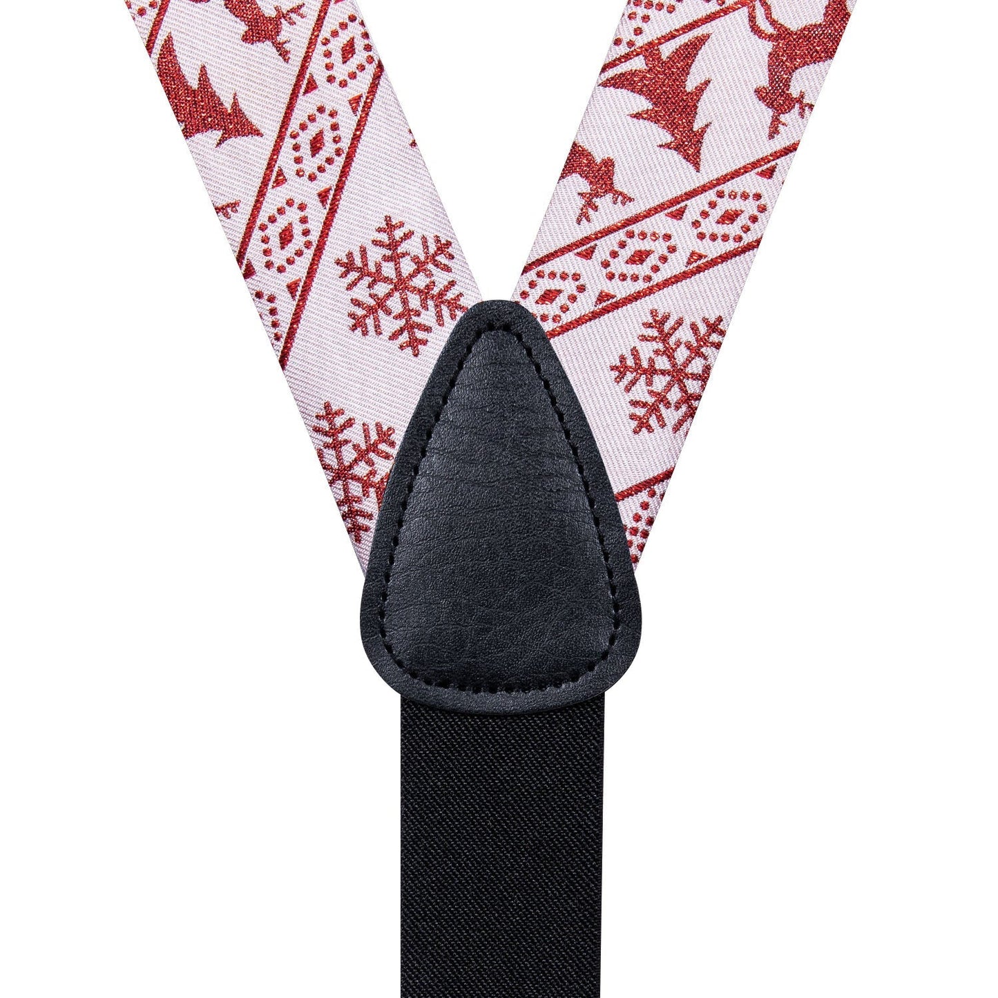 Ugly Christmas Sweater Bow Tie and Suspenders Set in White bow tie - Sophisticated Gentlemen