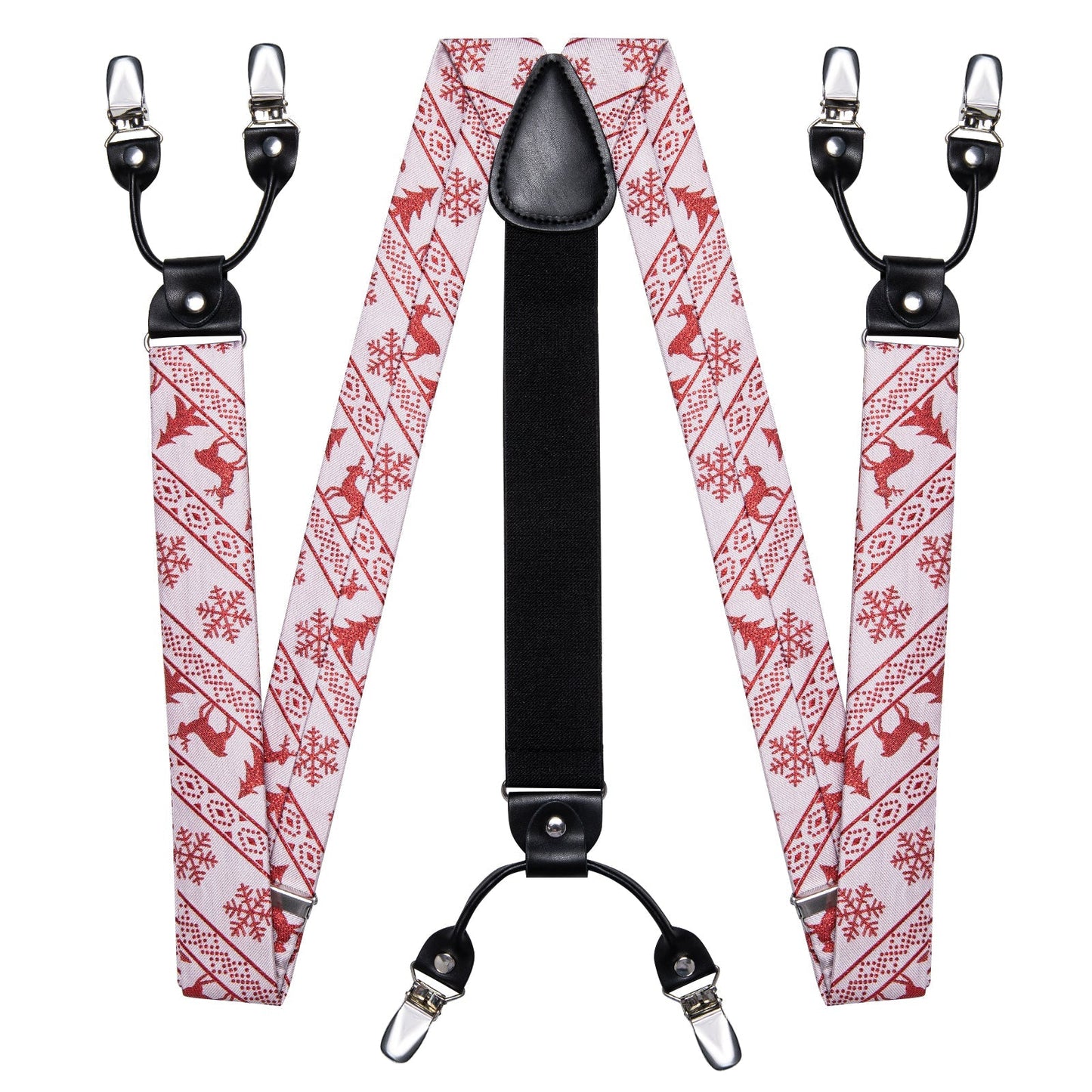Ugly Christmas Sweater Bow Tie and Suspenders Set in White bow tie    - Sophisticated Gentlemen