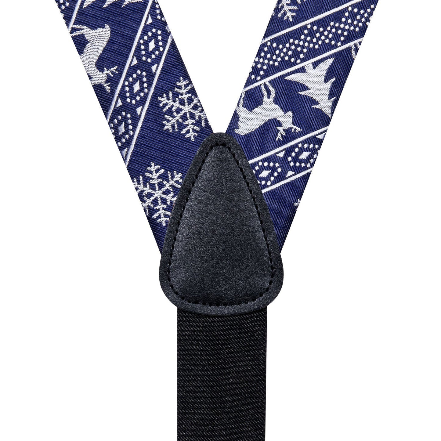 Ugly Christmas Sweater Bow Tie and Suspenders Set in Blue bow tie - Sophisticated Gentlemen