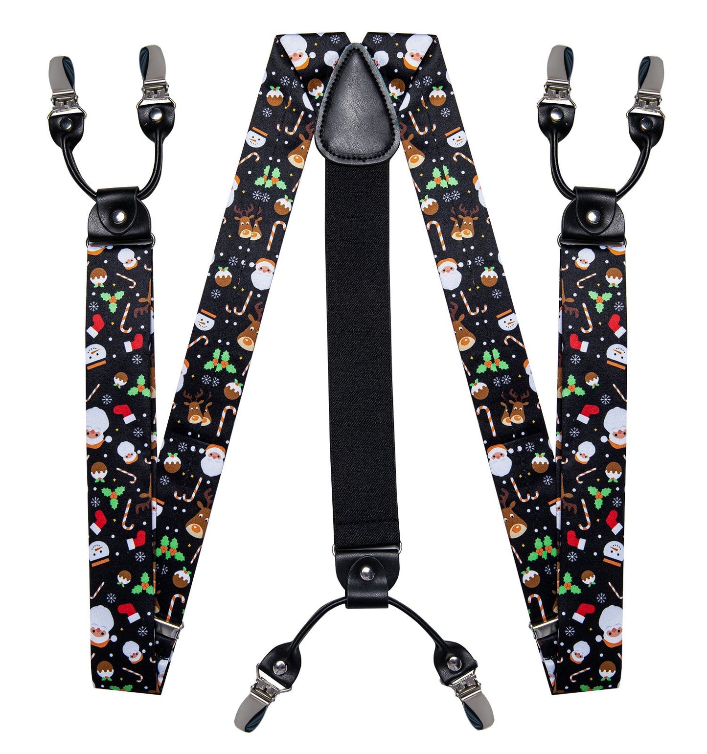 Christmas Decorations Bow Tie and Suspenders Set in Black bow tie - Sophisticated Gentlemen