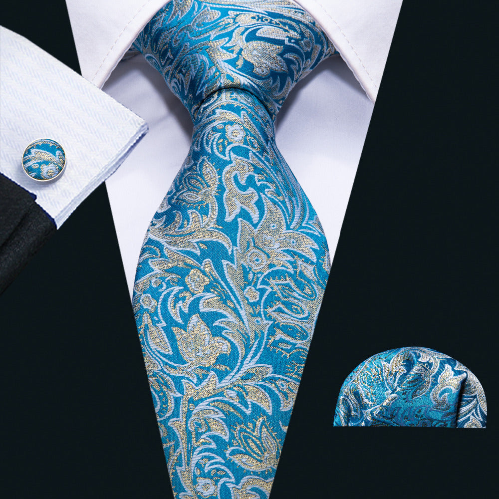 Ice Gold Tie, Pocket Square and Cufflinks - SOPHGENT