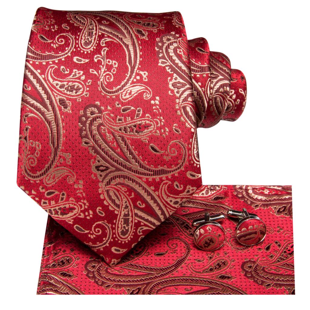 Bright Gold Ornamental Tie, Pocket Square and Cufflinks tie sets - Sophisticated Gentlemen