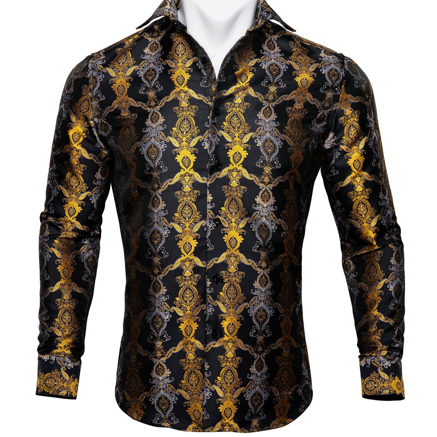 Black and Yellow Baroque Dress Shirt shirt S - Sophisticated Gentlemen