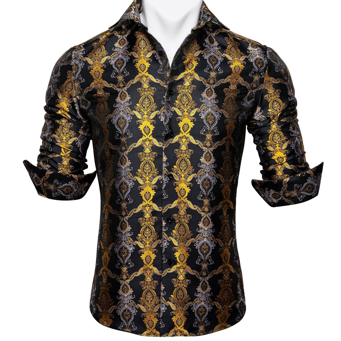 Black and Yellow Baroque Dress Shirt shirt - Sophisticated Gentlemen