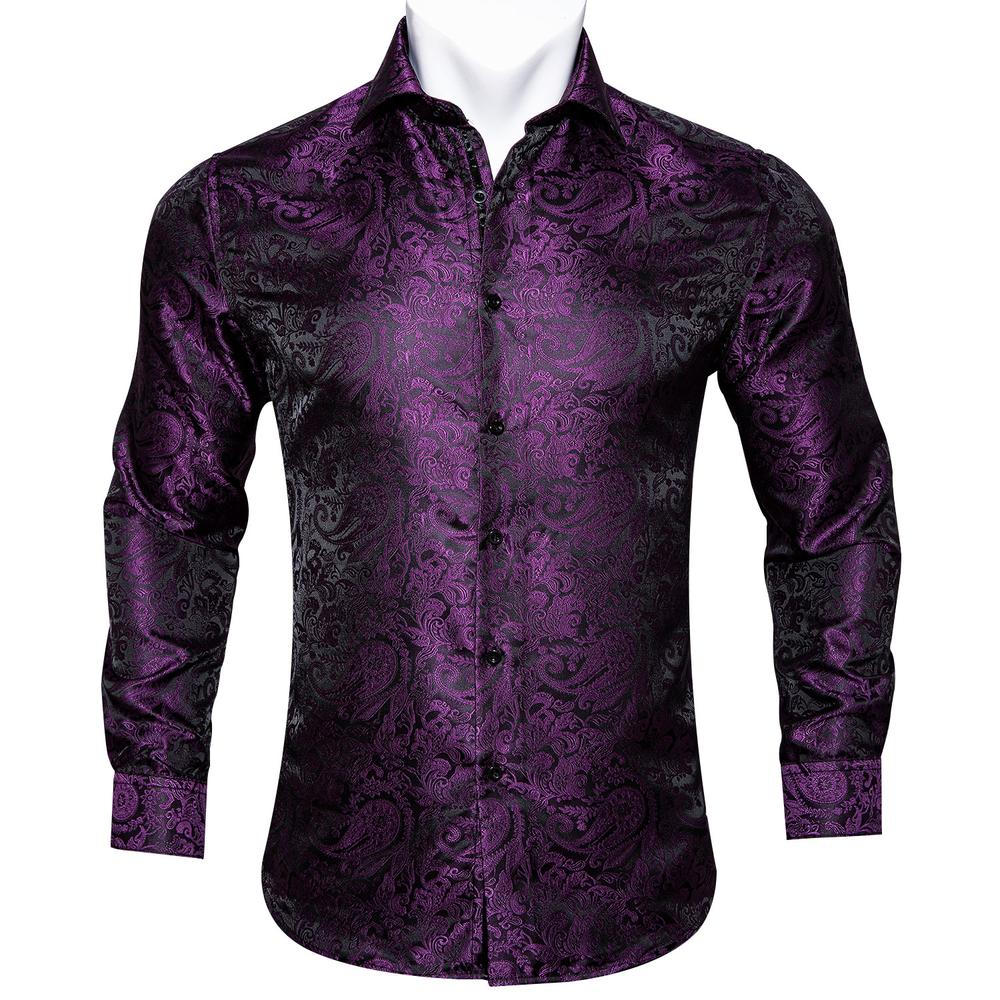 Purple and Black Paisley Dress Shirt shirt S - Sophisticated Gentlemen