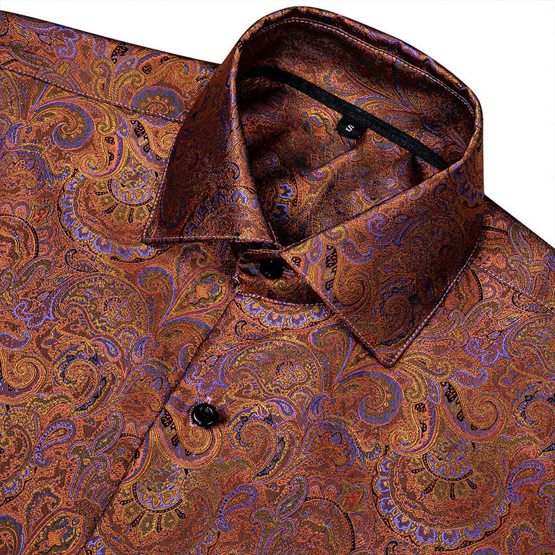 Brown and Purple Paisley Dress Shirt shirt - Sophisticated Gentlemen