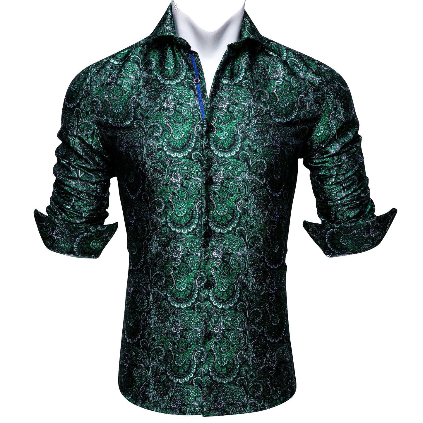 Green Floral Silk Dress Shirt shirt - Sophisticated Gentlemen