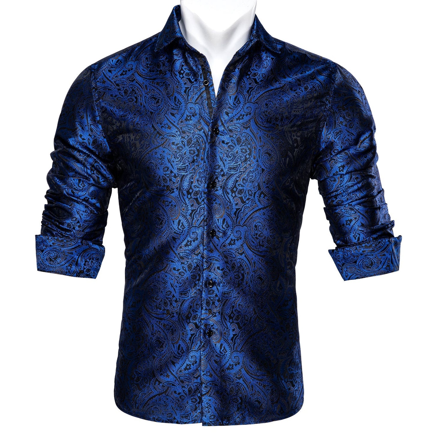 Royal Blue Paisley Dress Shirt shirt - Sophisticated Gentlemen
