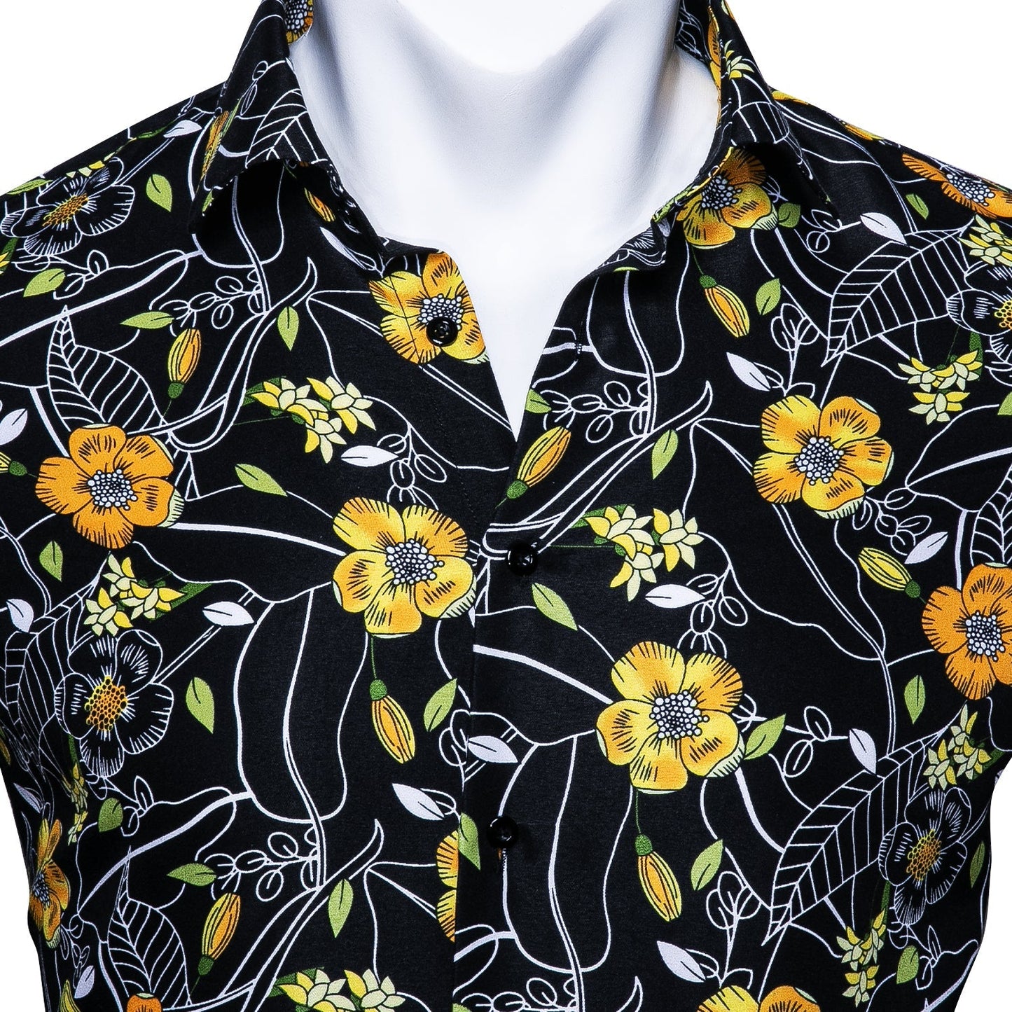 Yellow and Black Floral Dress Shirt shirt - Sophisticated Gentlemen