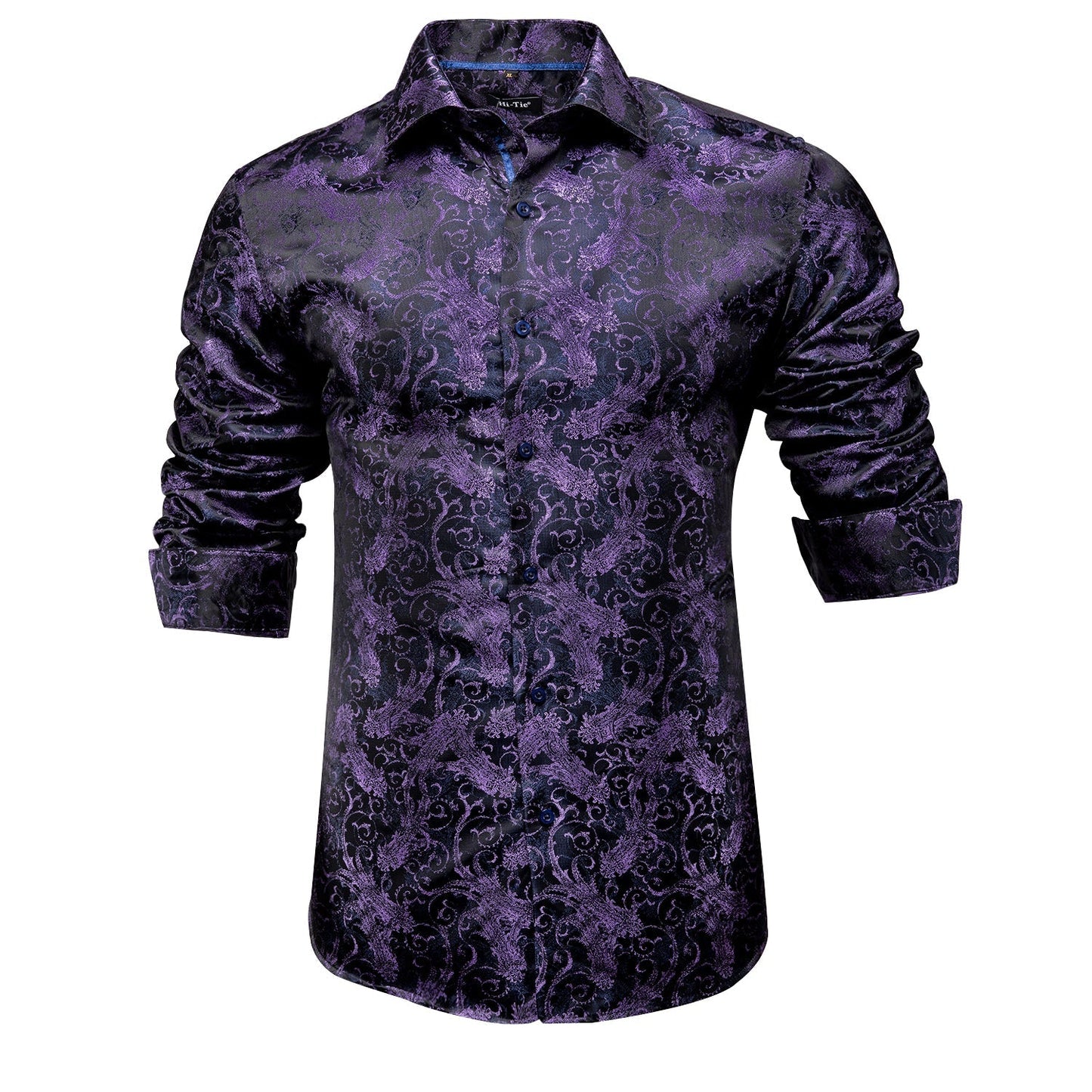 Purple and Black Floral Dress Shirt shirt - Sophisticated Gentlemen