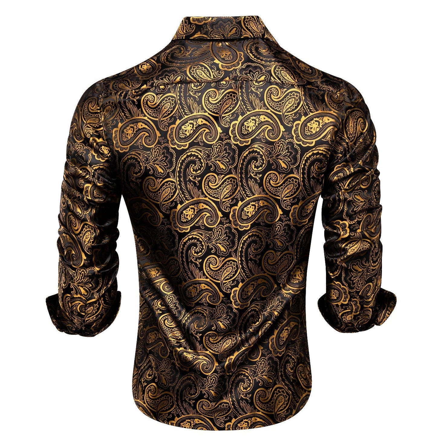 Luxury Gold and Black Silk Dress Shirt shirt - Sophisticated Gentlemen
