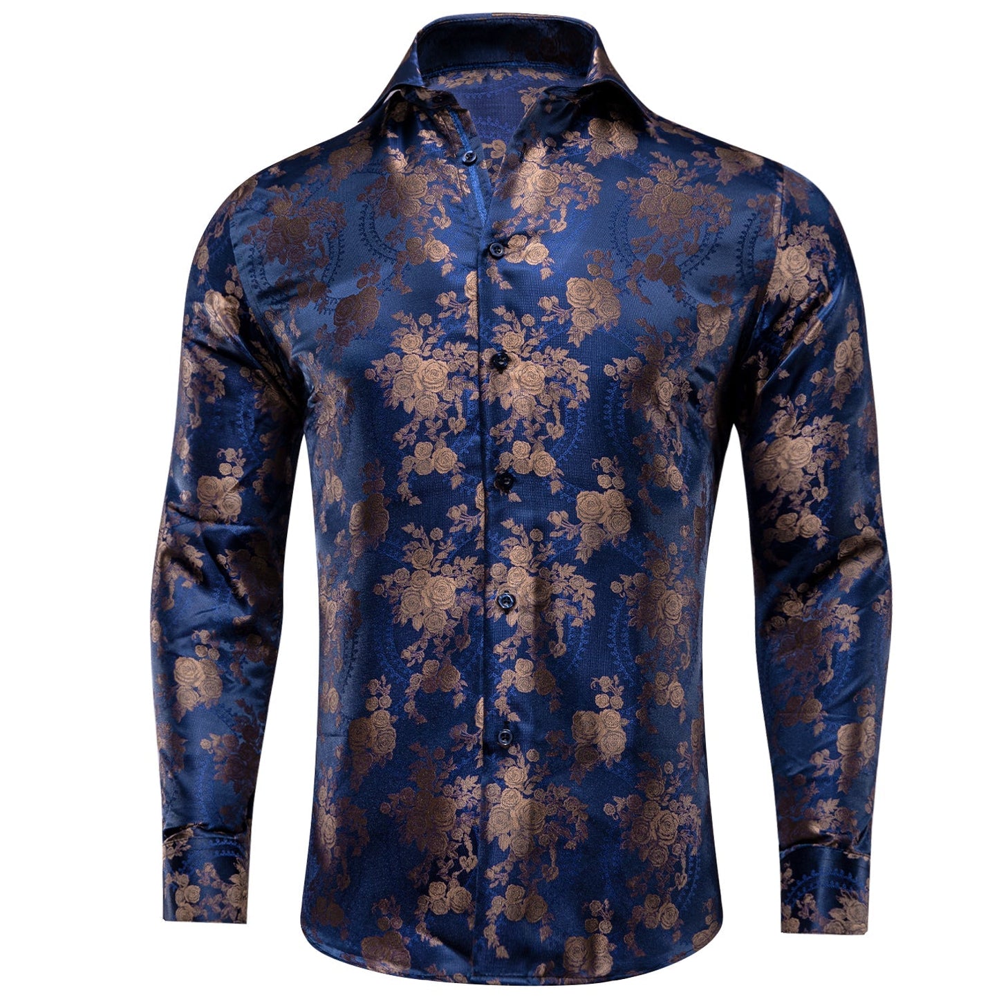 Blue and Brown Floral Dress Shirt shirt S - Sophisticated Gentlemen