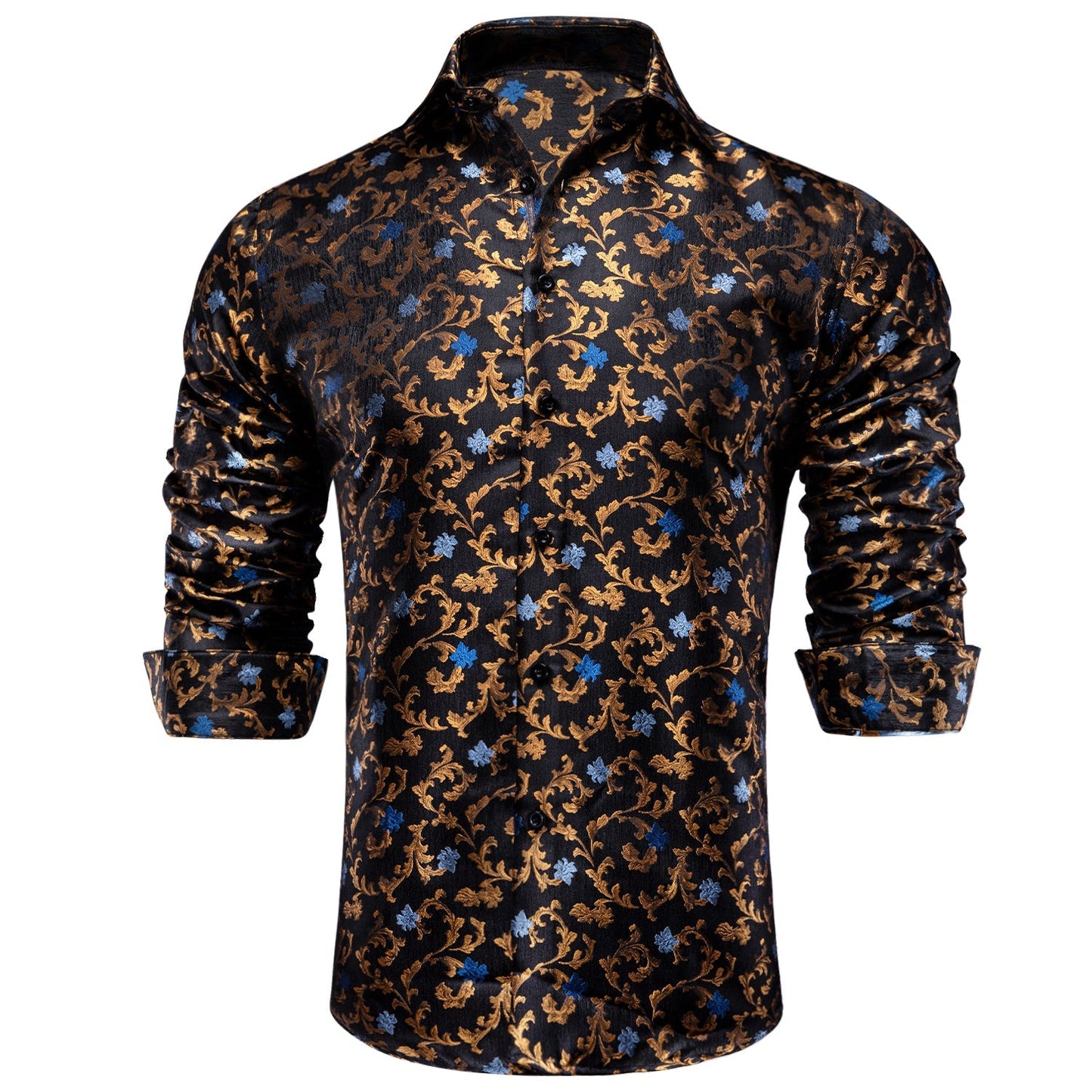 Golden and Blue Floral Dress Shirt shirt - Sophisticated Gentlemen