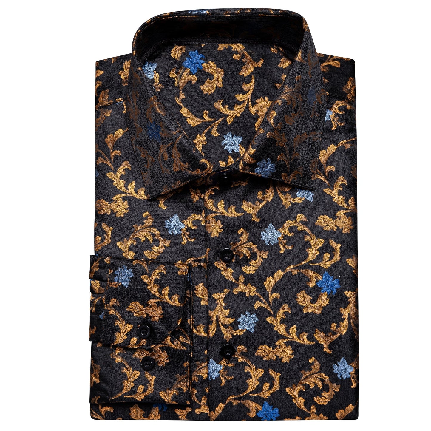 Golden and Blue Floral Dress Shirt shirt - Sophisticated Gentlemen