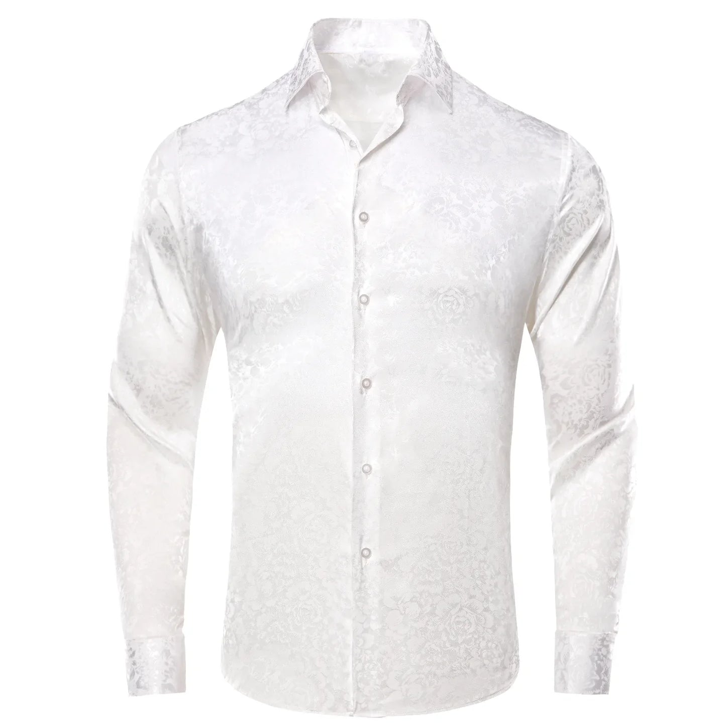 White Floral Silk Dress Shirt shirt S - Sophisticated Gentlemen