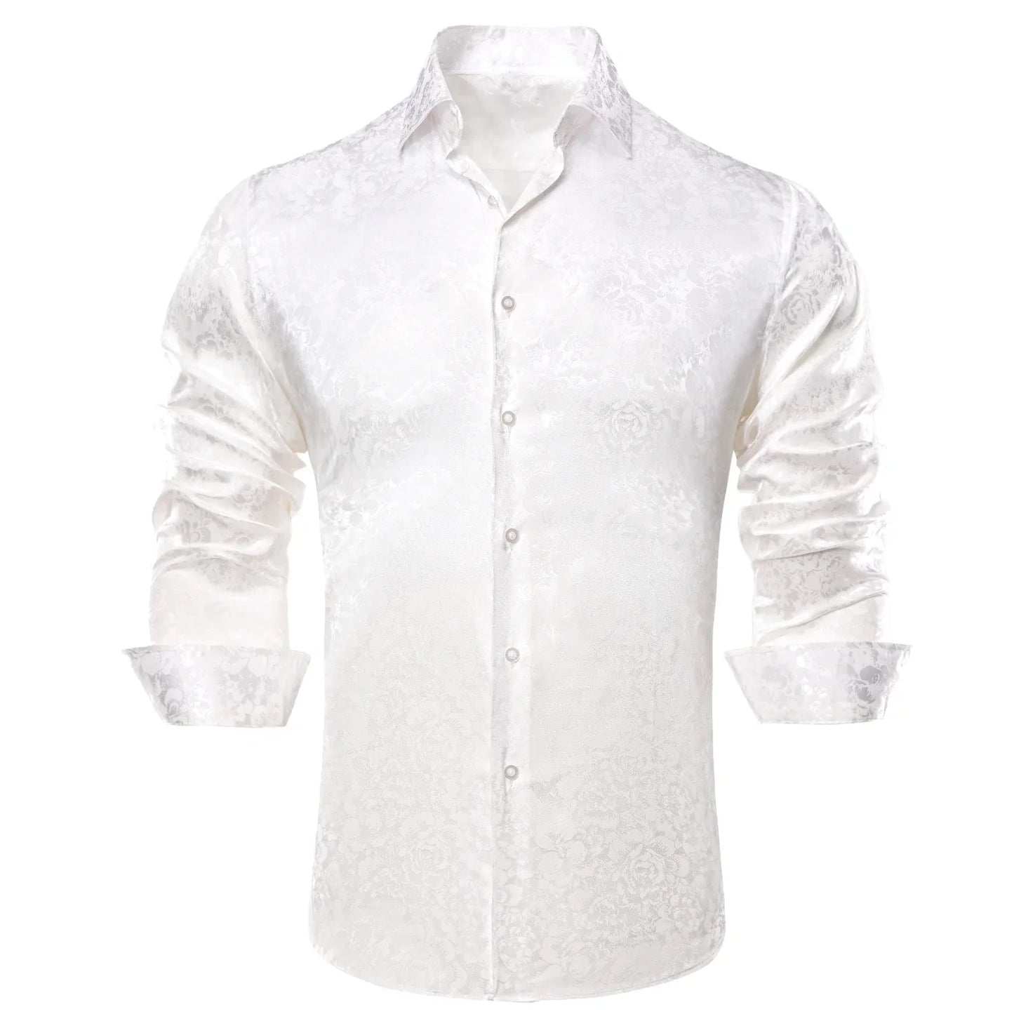 White Floral Silk Dress Shirt shirt - Sophisticated Gentlemen