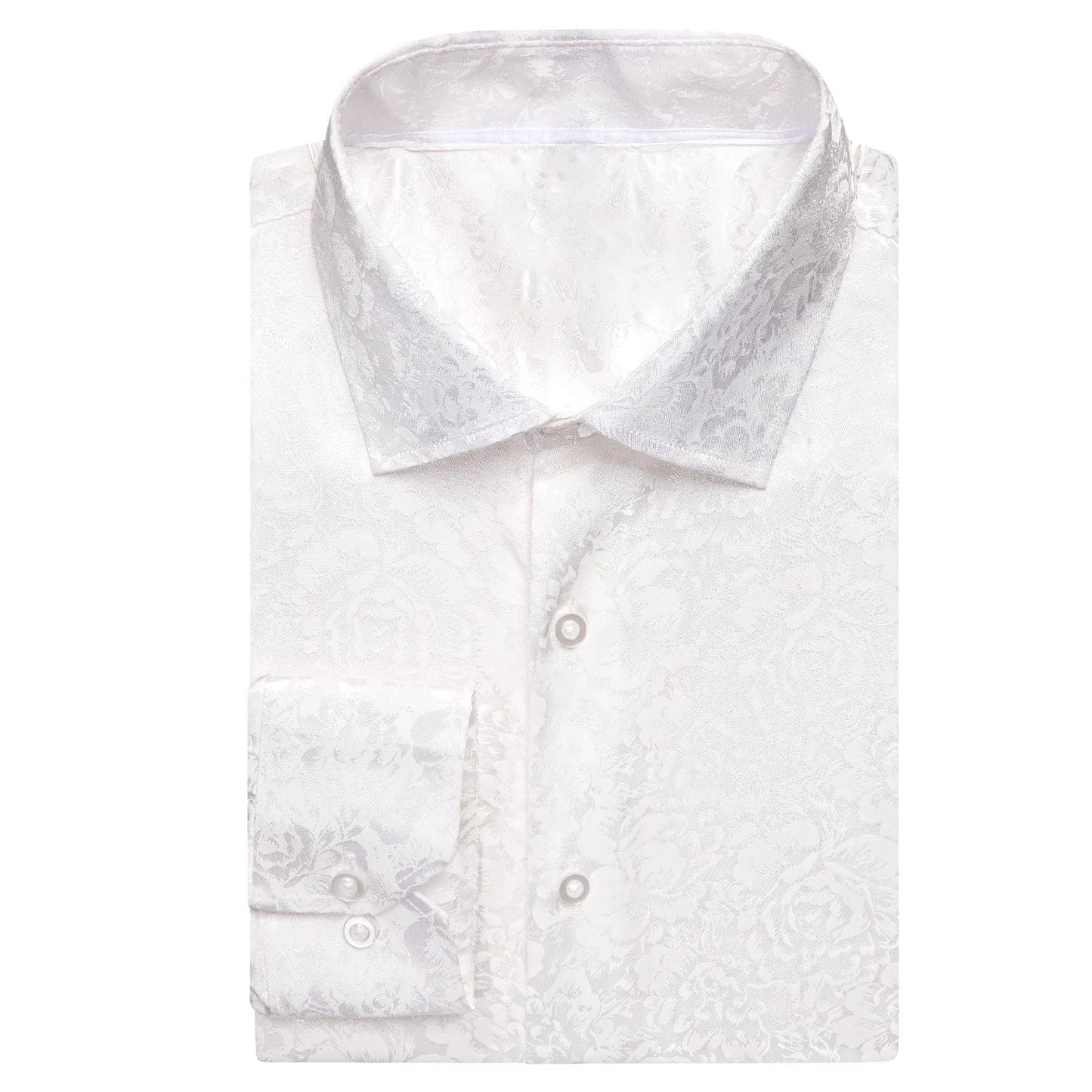 White Floral Silk Dress Shirt shirt - Sophisticated Gentlemen
