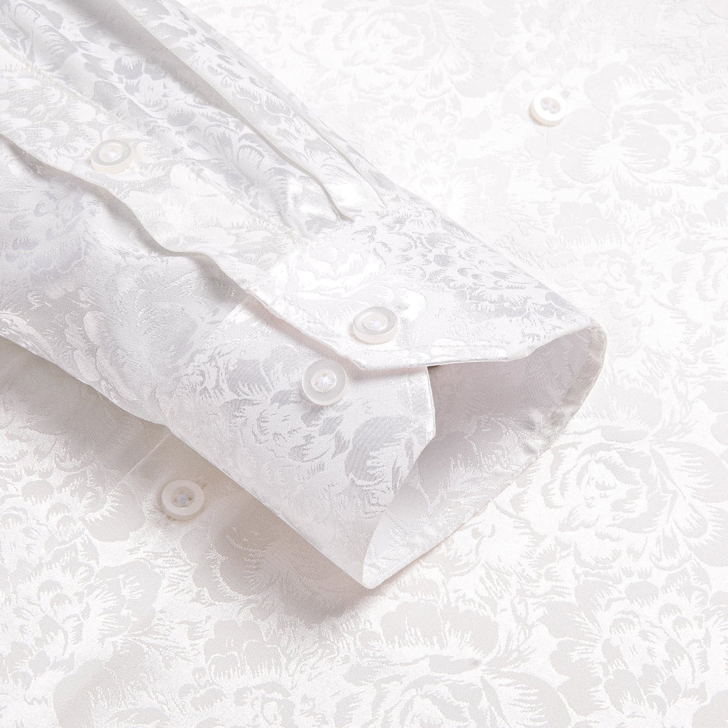 White Floral Silk Dress Shirt shirt - Sophisticated Gentlemen
