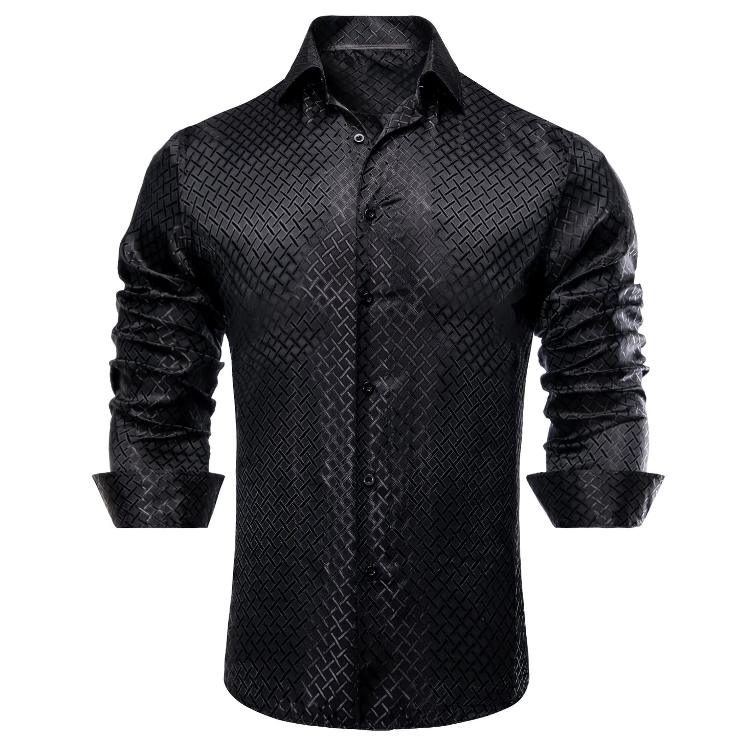 Black Plaid Silk Dress Shirt shirt - Sophisticated Gentlemen